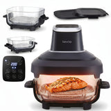 LOVIO PureFry Ultra Crisp LVAF003BK fettfri luftfritös, 4 l + 1,5 l, 1550 W, svart, med glasbehållare