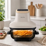 LOVIO PureFry Ultra Crisp LVAF003BE fettfri luftfritös, 4 l + 1,5 l, 1550 W, beige, med glasbehållare