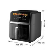 LOVIO DualHeat XXL Ceramic LVAF004BK fettfri luftfritös, 9 liter, 2000 W, svart