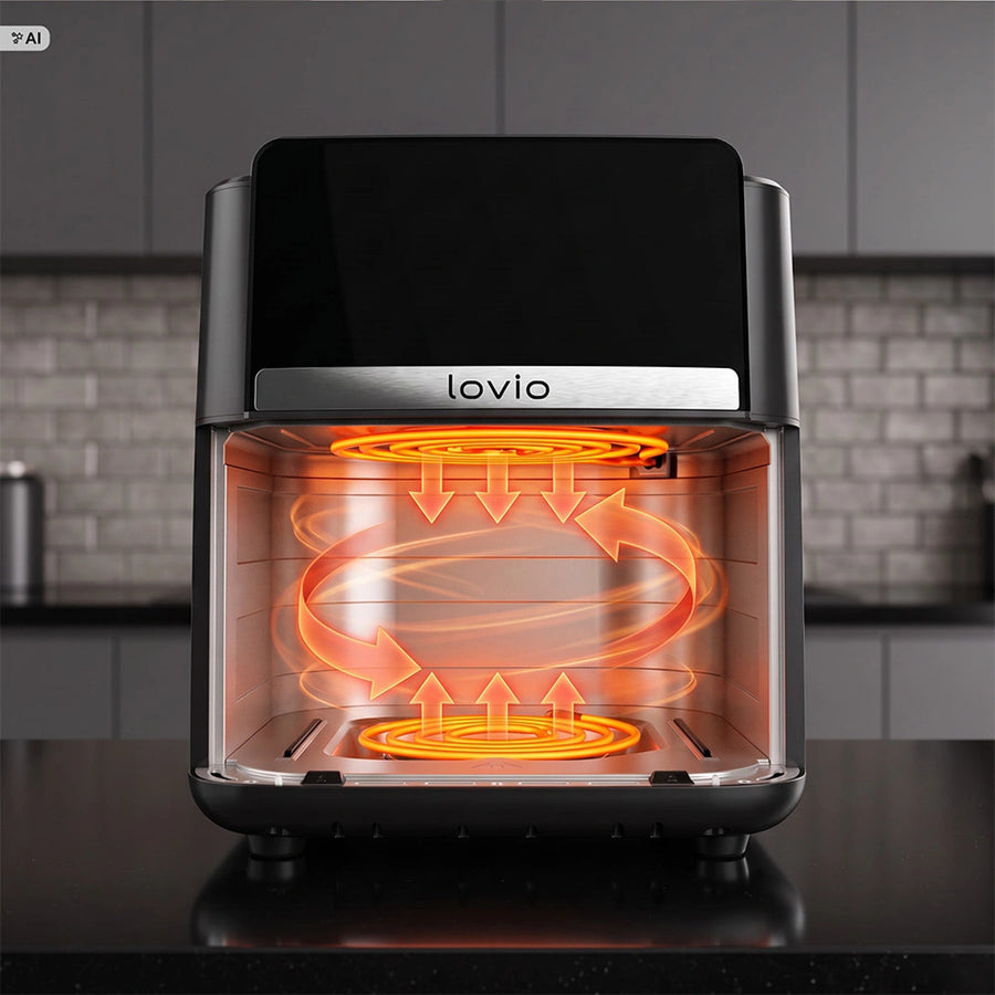 LOVIO DualHeat XXL Ceramic LVAF004BK fettfri luftfritös, 9 liter, 2000 W, svart