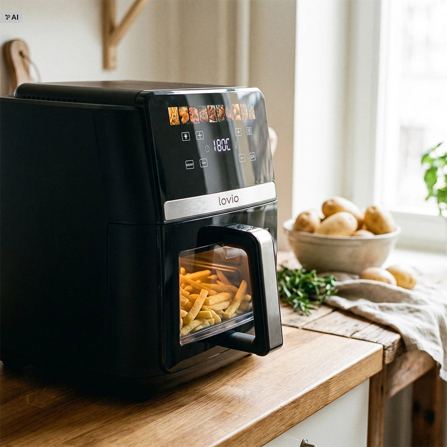 LOVIO DualHeat XXL Ceramic LVAF004BK fettfri luftfritös, 9 liter, 2000 W, svart