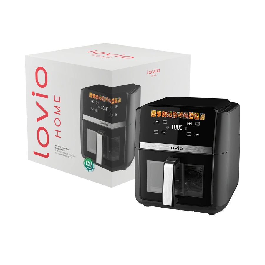 LOVIO DualHeat XXL Ceramic LVAF004BK fettfri luftfritös, 9 liter, 2000 W, svart