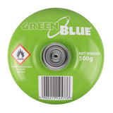 GreenBlue-gaspatron, 500 g. Certifikat: Pi 0437, uppfyller EN 417, butan-propan, användningstemperatur -10 °C till +40 °C, ventil 7/16", GB499, 48 stycken