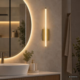 Inomhusvägglampa Tilmann, guldfärgad, LED 10 W, 550 lm, 4000 K, H 36 cm, IP44, beröringsstyrd, 75089