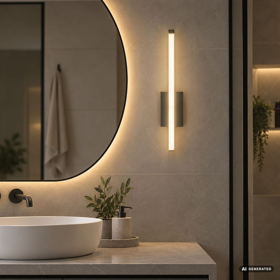 Inomhusvägglampa Tilmann, gunmetal, LED 10 W, 550 lm, 4000 K, H 36 cm, IP44, beröringsstyrd, 75 000
