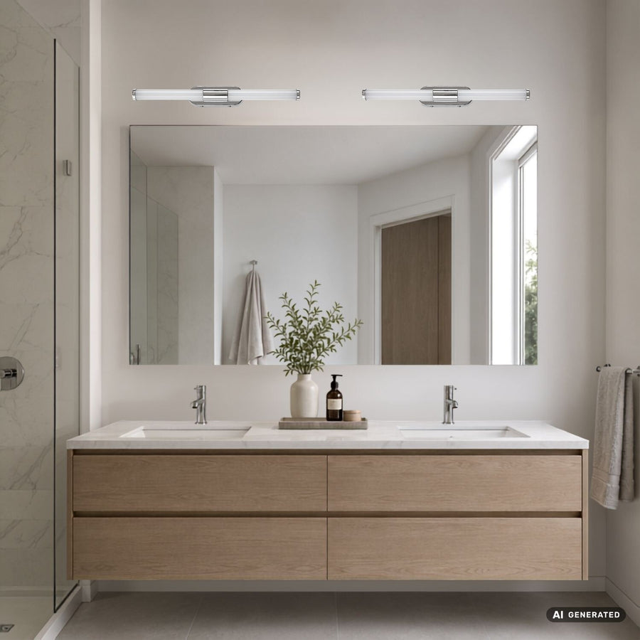 Tenebra vägglampa för inomhusbruk, LED 6 W, 730 lm, 4000 K, L 40 cm, IP44, krom, 75094