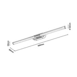 Tenebra vägglampa för inomhusbruk, LED 8 W, 1000 lm, 4000 K, L 60 cm, IP44, krom, 75095