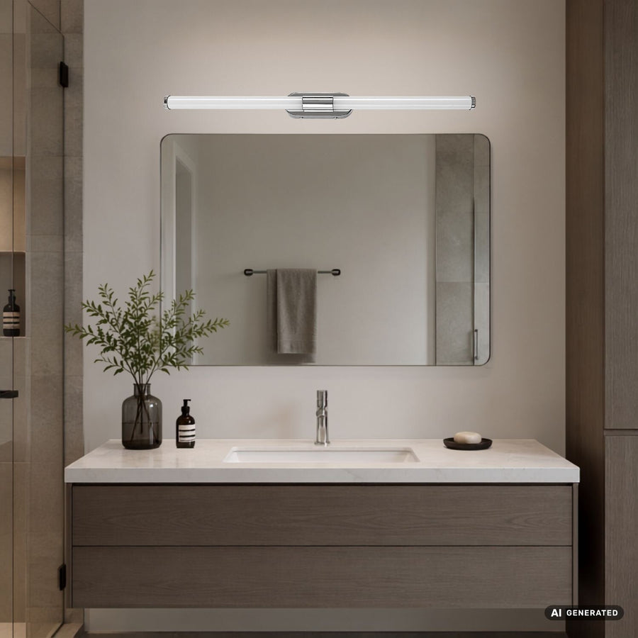 Tenebra vägglampa för inomhusbruk, LED 8 W, 1000 lm, 4000 K, L 60 cm, IP44, krom, 75095