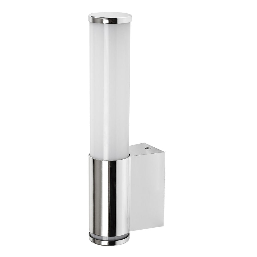 Tenero vägglampa för inomhusbruk, LED 6 W, 4000 K, 600 lm, H 29 cm, krom, IP44, 75100