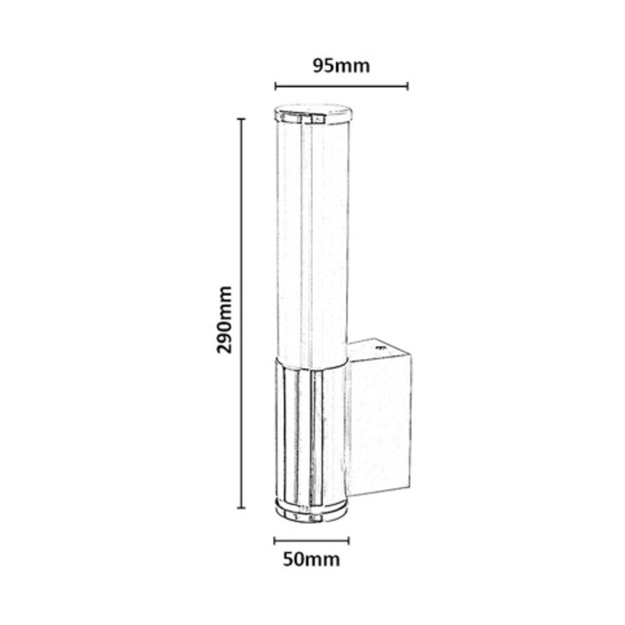 Tenero vägglampa för inomhusbruk, LED 6 W, 4000 K, 600 lm, H 29 cm, krom, IP44, 75100