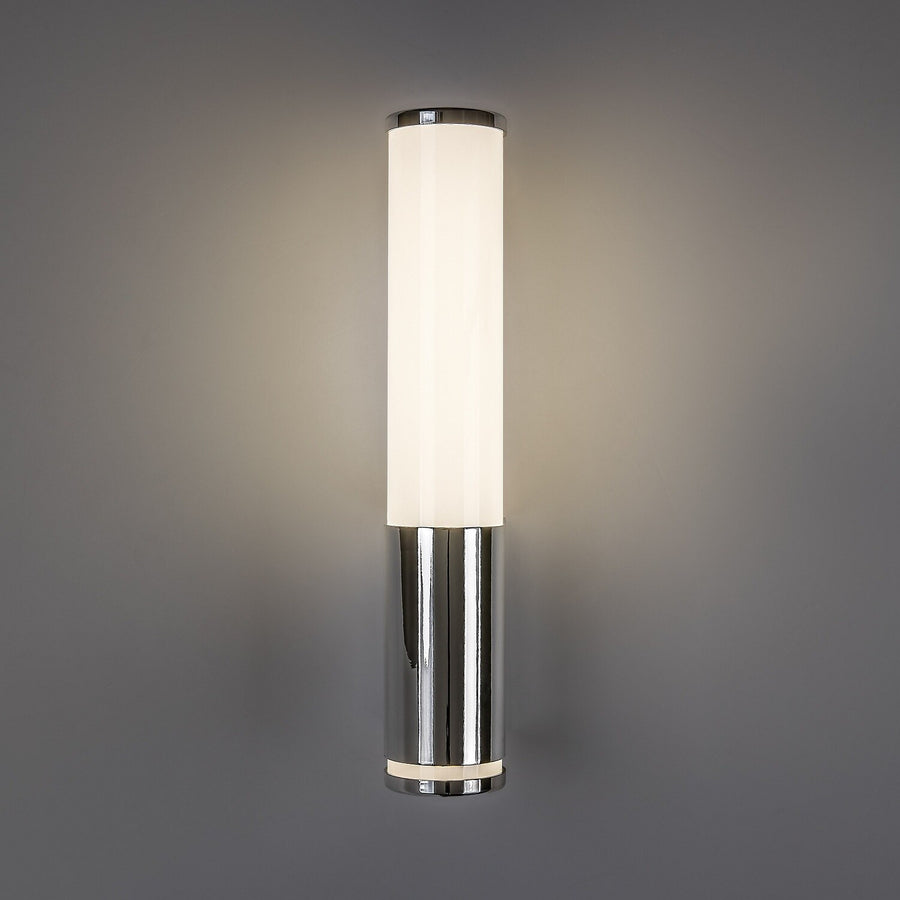 Tenero vägglampa för inomhusbruk, LED 6 W, 4000 K, 600 lm, H 29 cm, krom, IP44, 75100