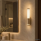 Badrumsvägglampa, Calyn, LED 6 W, 4000 K, 530 lm, H 29 cm, guldfärgad, IP44, 75106