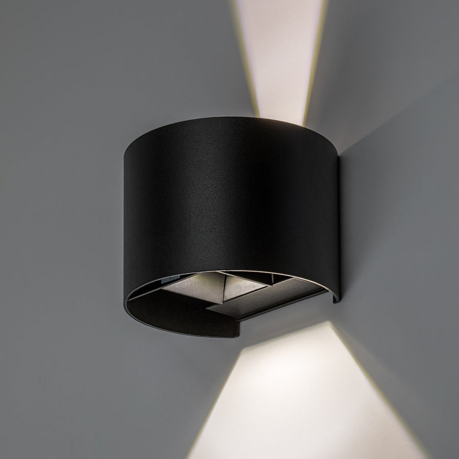 Utomhusvägglampa, Virna, LED 5 W, 420 lm, färgtemperatur 2700, 4000, 6500 K, IP54, svart, 77218