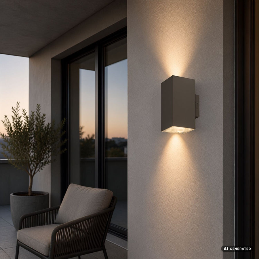 Utomhusvägglampa, Urfa, LED 18 W, 1800 lm, färgtemperatur 2700, 4000, 6500 K, H 16 cm, IP65, grå-beige, 77215
