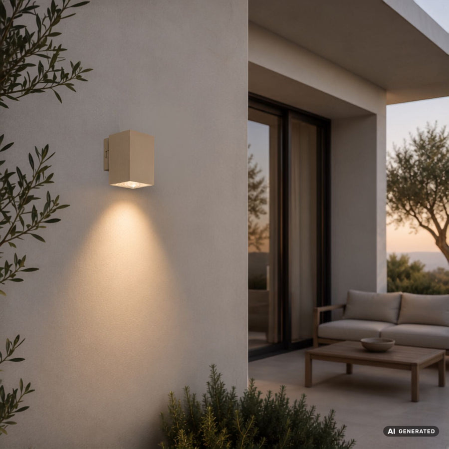 Utomhusvägglampa, Urfa, LED 9 W, 900 lm, färgtemperatur 2700, 4000, 6500 K, H 11,5 cm, IP65, grå-beige, 77216