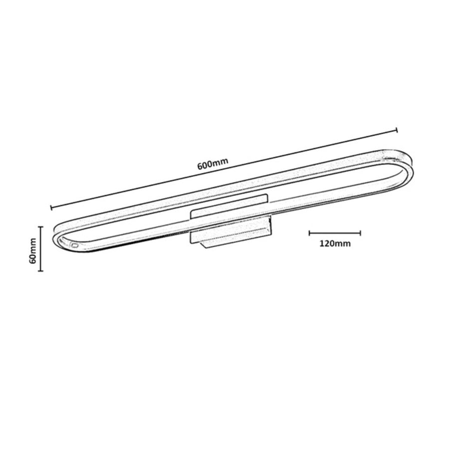 Badrumsvägglampa, Odran, LED 18 W, 1350 lm, 4000 K, L 60 cm, gunmetal, IP44, 75115