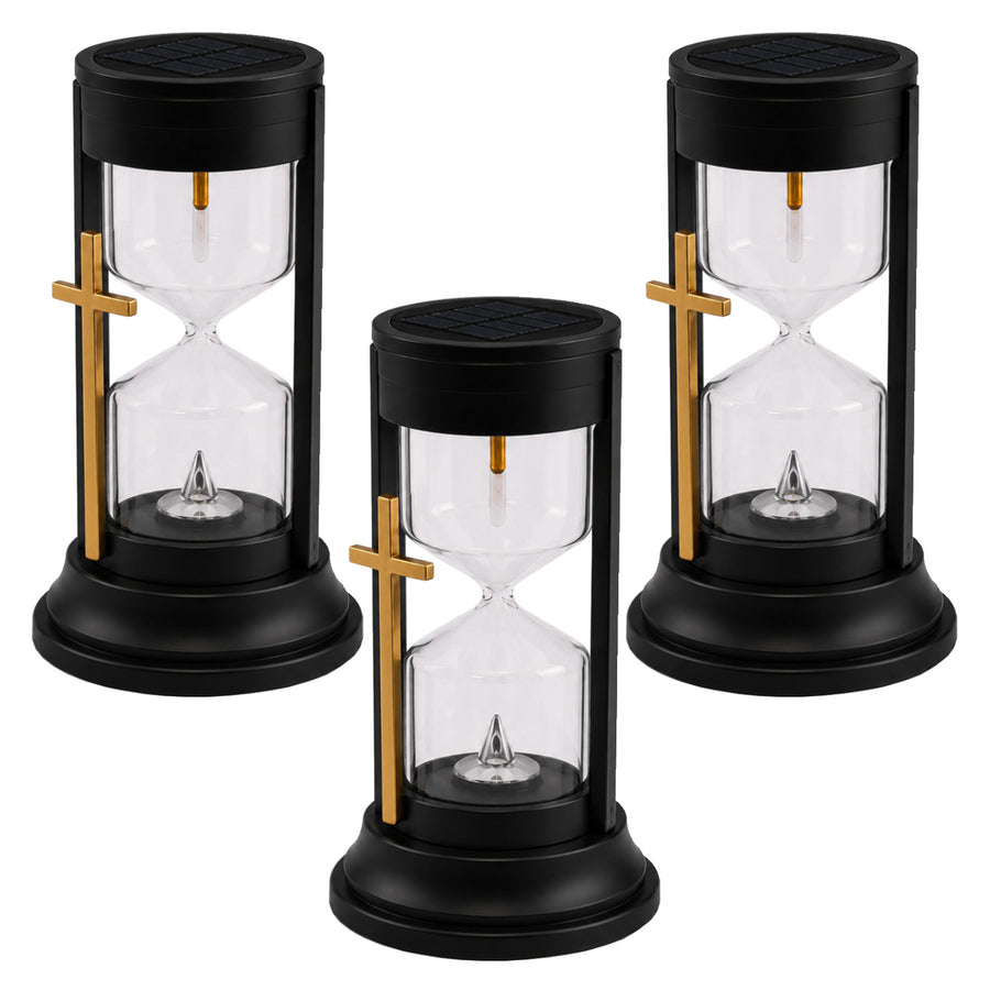 Solcellsdrivet gravljus, Evighetens timglas, LED 0,08 W, drifttid 20 000 timmar, maxljusstyrka 3 lm, 77199, Znicz-lux, 3 stycken
