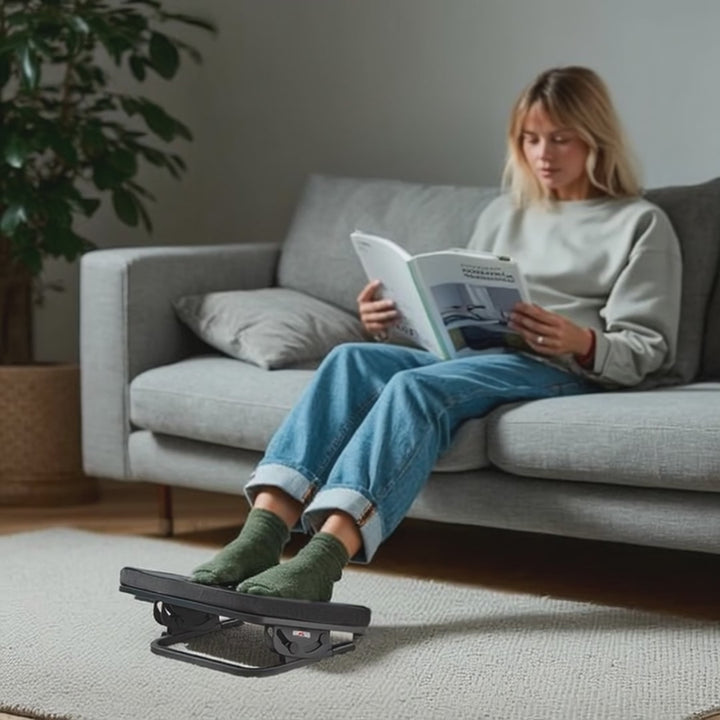 Maclean ergonomiskt fotstöd, benstöd, steglöst justerbar vinkel, avtagbar dyna, MC-460