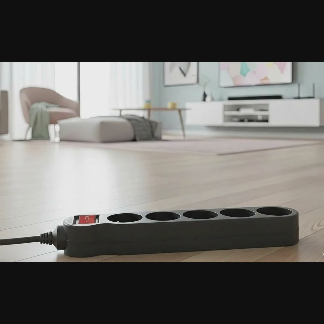 Maclean Energy power strip MCE183 Förlängningskabel med 5 uttag med strömbrytare