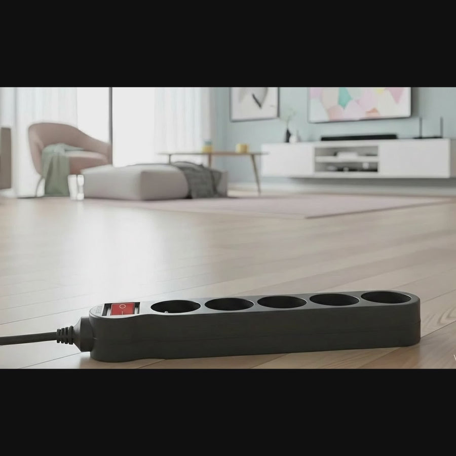 Maclean Energy power strip MCE183 Förlängningskabel med 5 uttag med strömbrytare