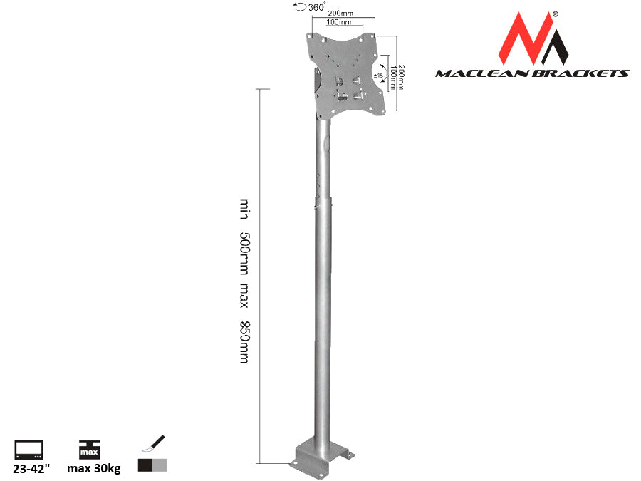 Maclean MC-504A Justerbart takfäste 23 "-42" 30kg