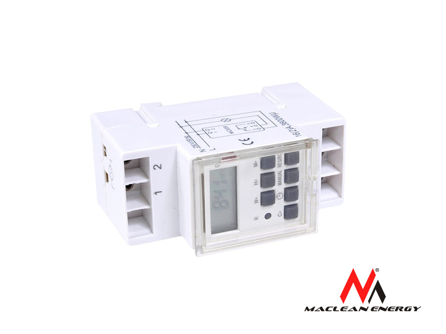 Maclean digital timer, DIN-skena, 10 program, max 156 program, 3600W, MCE09