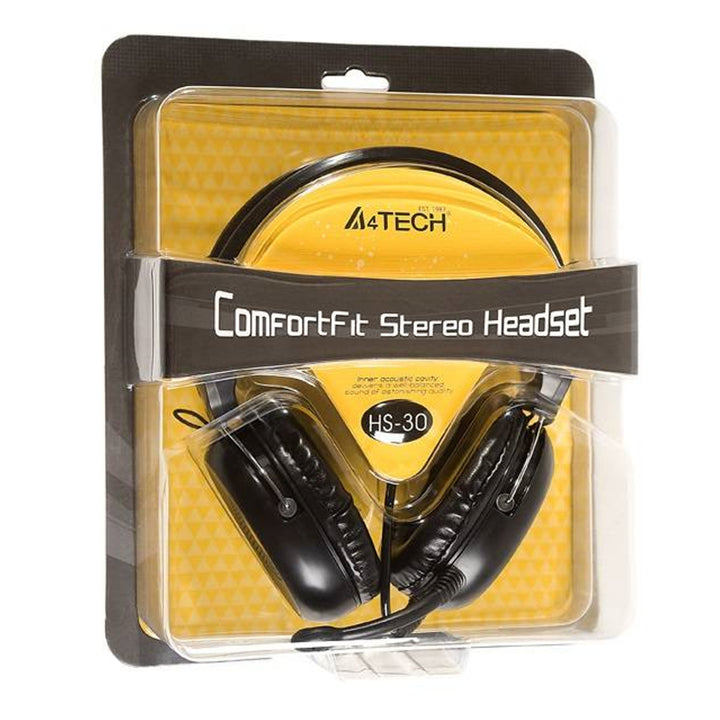 A4TECH HS-30 ComforFit Stereo Headset Hörlurar On-Ear Hörlurar 40mm Driver Svart