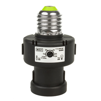 Maclean E27-lamphållare, 100W, med skymningssensor, timer, MCE21B