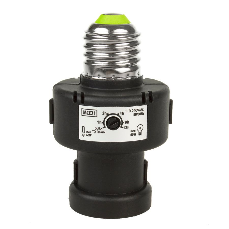 Maclean E27-lamphållare, 100W, med skymningssensor, timer, MCE21B