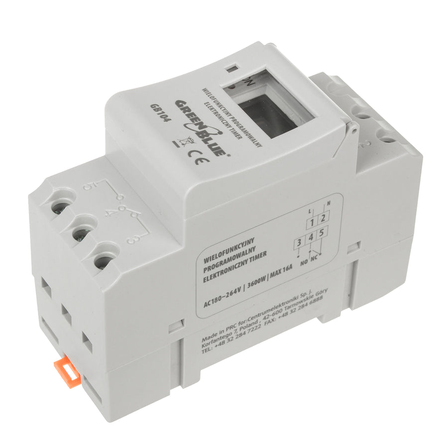 Digital timer för DIN-skena GreenBlue GB104 16 program max 240 program