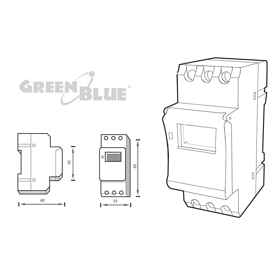 Digital timer för DIN-skena GreenBlue GB104 16 program max 240 program