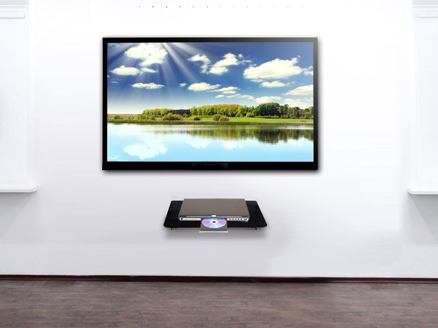 Maclean MC-629 Kvalitetsglas DVD-hyllplan SkyBox Vikt max 8 kg Svart