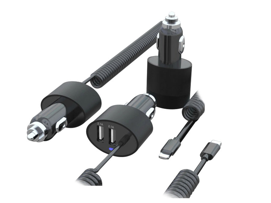 Maclean billaddare, Lightning spiral, 2xUSB, 5,2A, 1,8m, MCE76