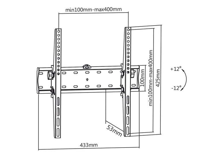 Maclean TV-fäste, max VESA 400x400, 32-75", upp till 40 kg, svart, MC-665