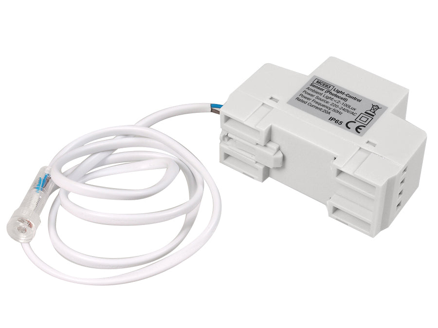 Maclean skymningsrelä, DIN-skena, med extern sond, 220-240V/AC, 50Hz, 20A, MCE83