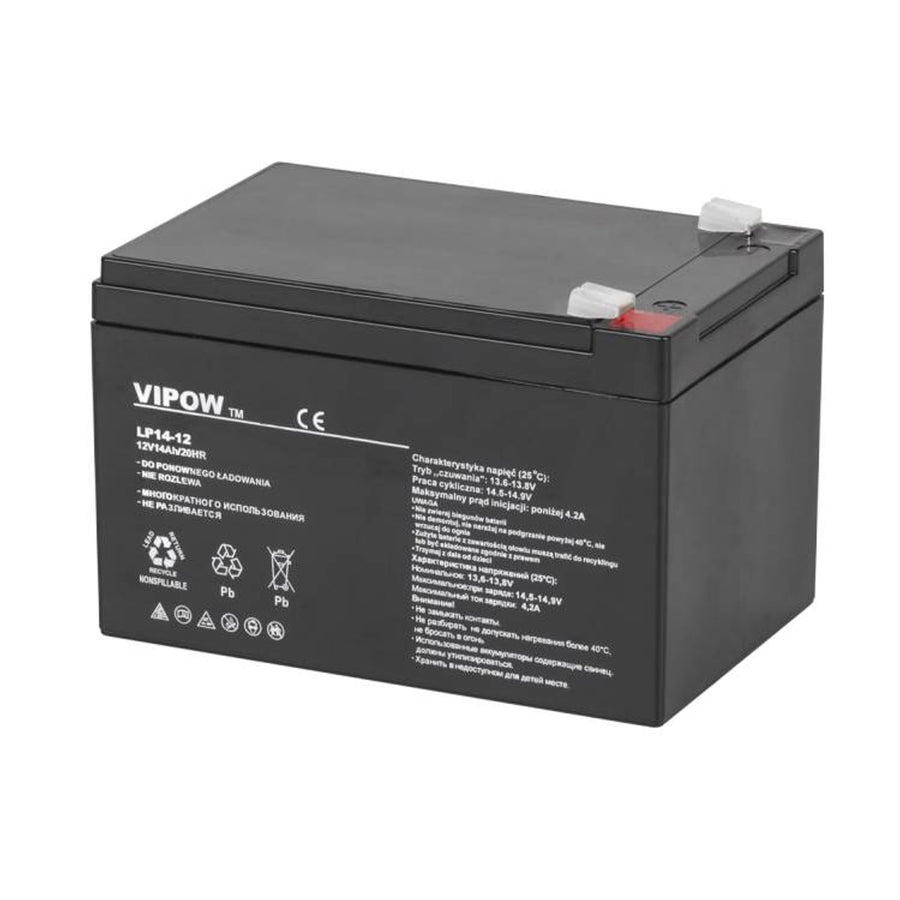 Gelbatteri VIPOW AGM BAT0217 underhållsfritt 12V 14Ah