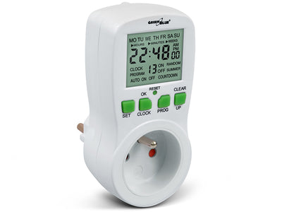 French Plug Digital Time / Timer Switch med GreenBlue GB107-stift