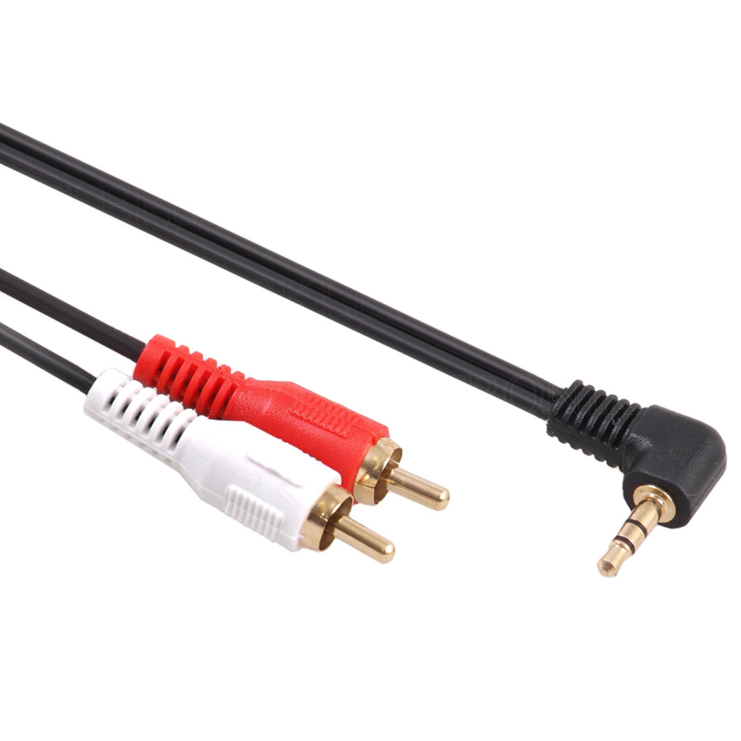 Maclean MCTV-828 3,5 mm jack 2x Cinch 2RCA-kabel 15 m vinklad 90° guldpläterad