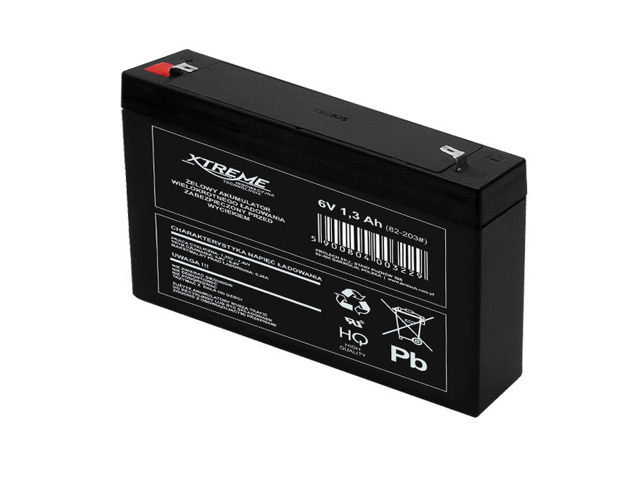 Gelbatteri 6V 1.3Ah Xtreme Underhållsfritt AGM Leksaker Larm