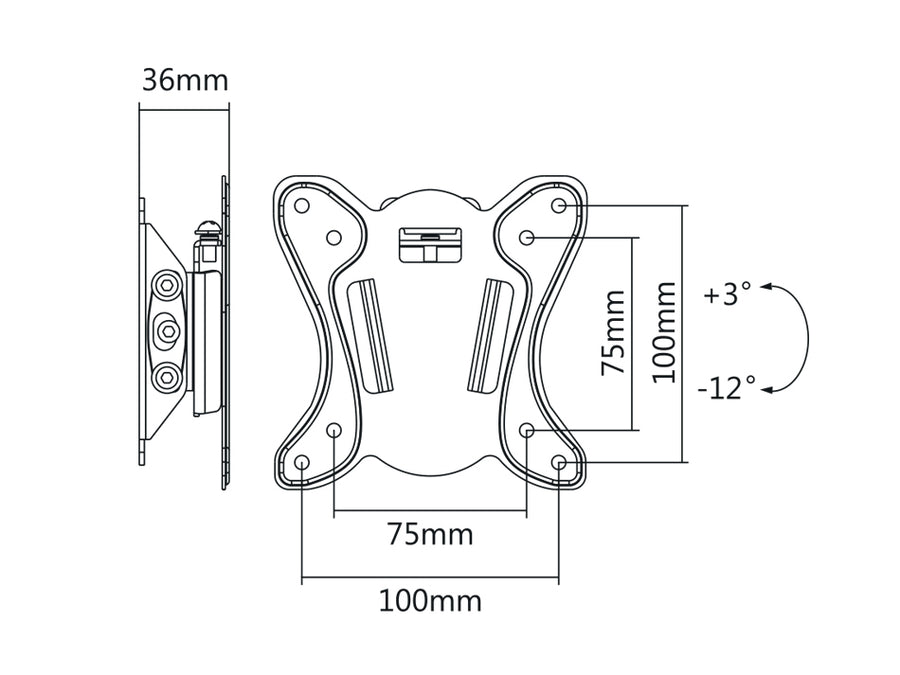 Maclean TV-fäste, max VESA 100x100, 13-27", 25kg, MC-715