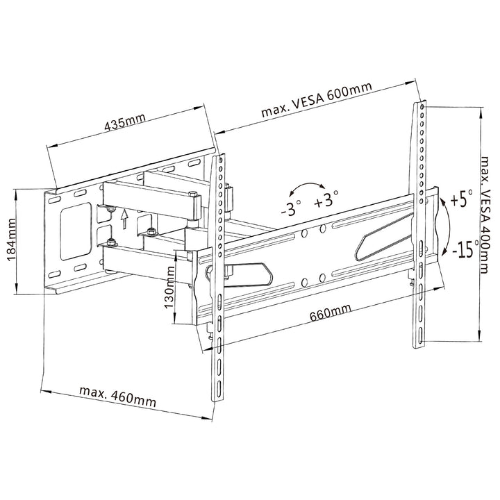 Maclean TV-fäste, universal, max VESA 600x400, 37-80" 45kg, svart, MC-723 B