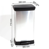 Soptunna CURVER-kapacitet 50L silverfärg med pedal