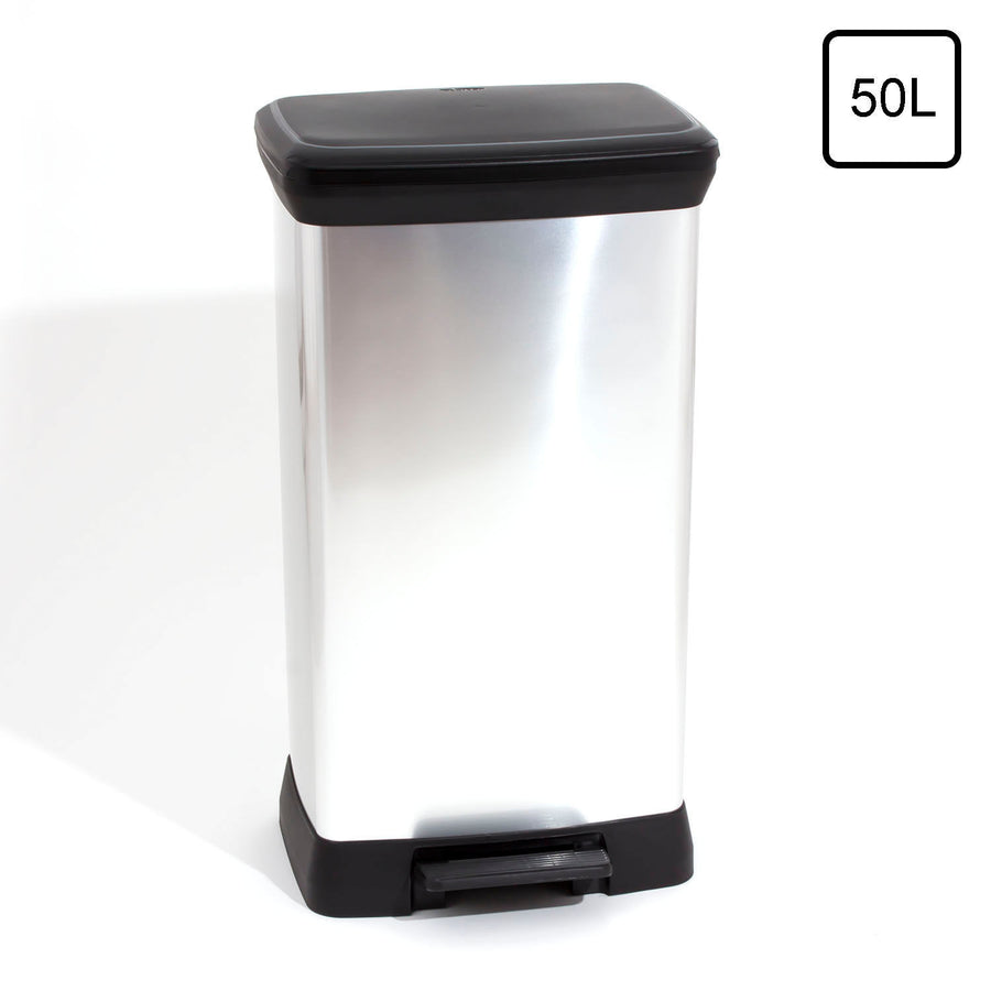 Soptunna CURVER-kapacitet 50L silverfärg med pedal