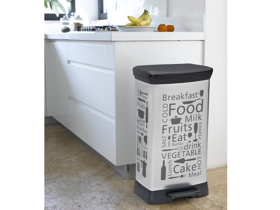 Curver Kitchen Pedal Bin, Silver Design, 50 L.