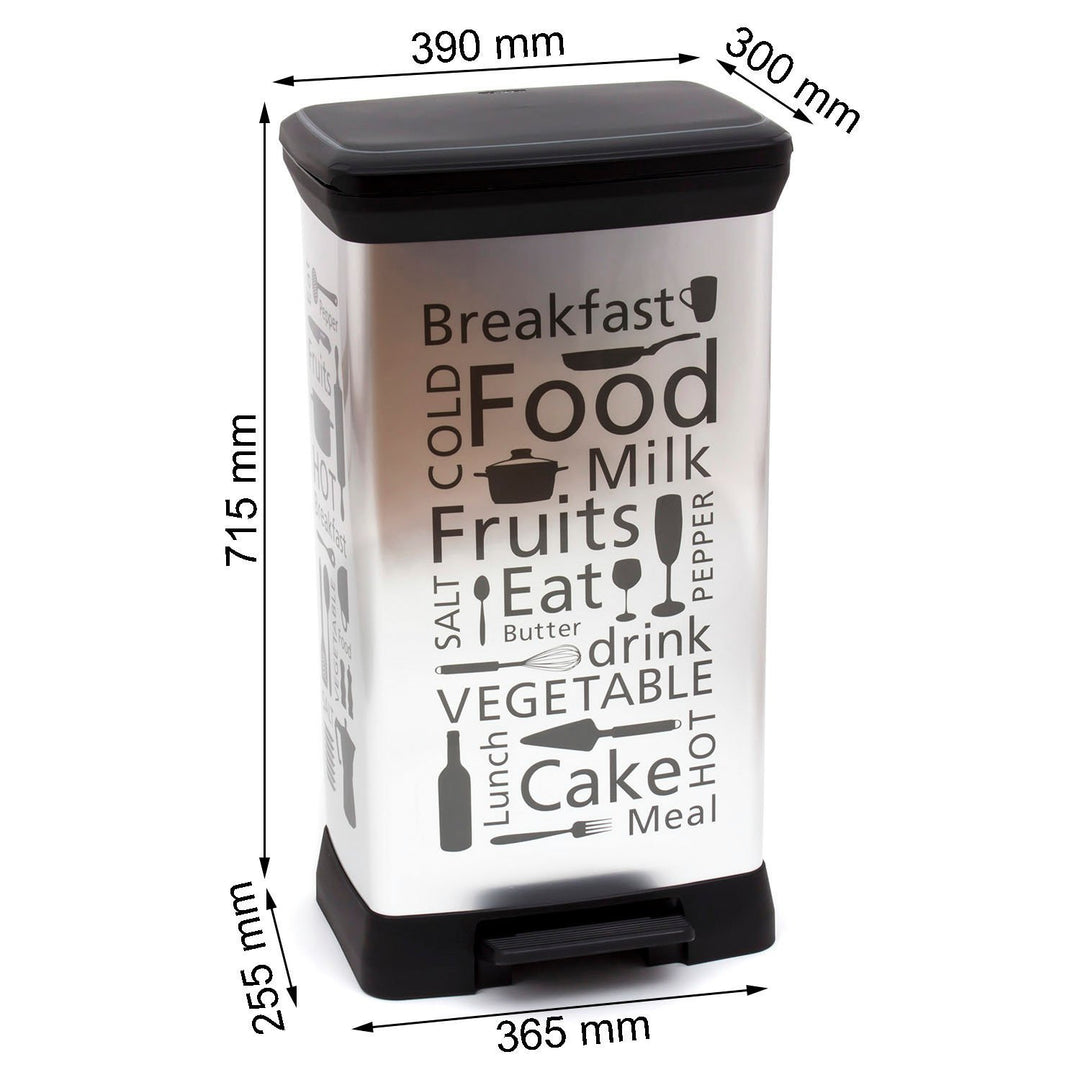 Curver Kitchen Pedal Bin, Silver Design, 50 L.