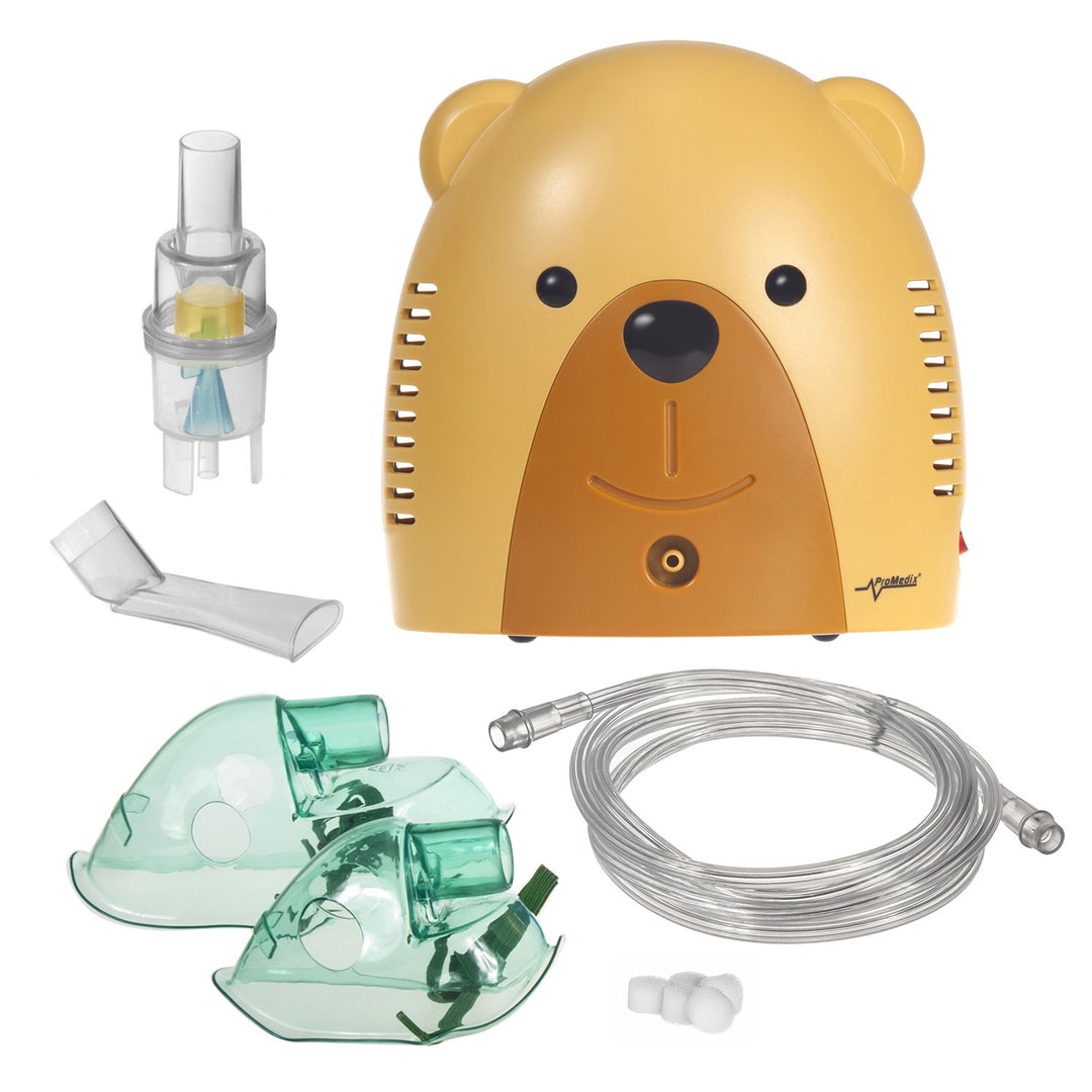 Promedix barninhalator, teddybjörn, nebulisatorset, masker, filter, PR-811