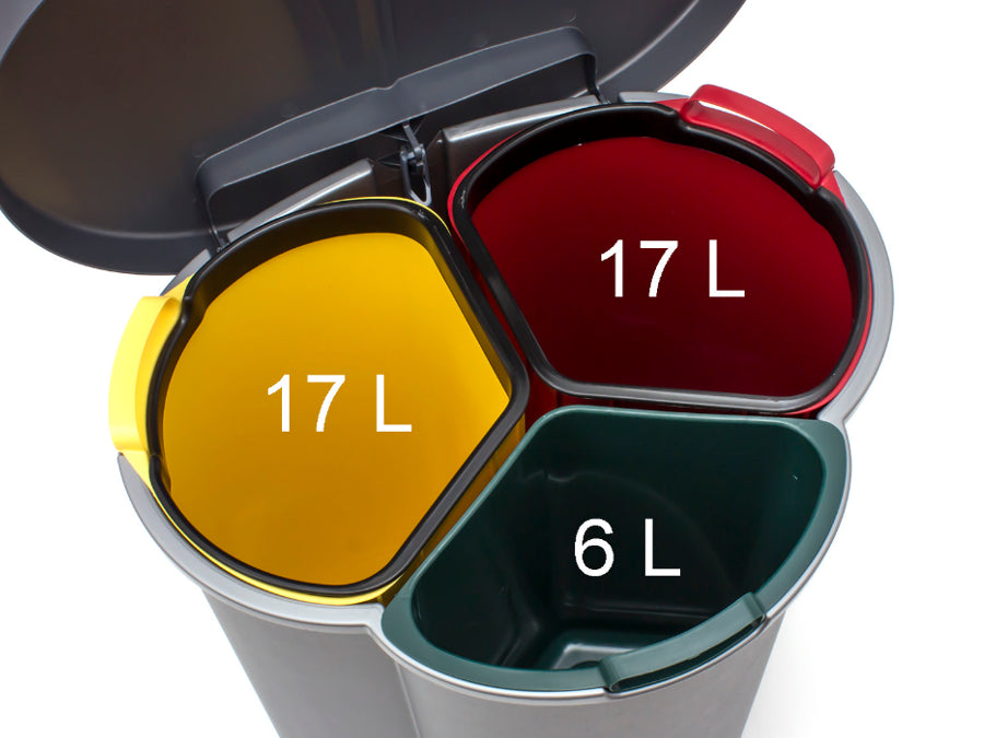 40L soptunna med 3 fack för separat avfallsuppsamling Curver Trio 40L