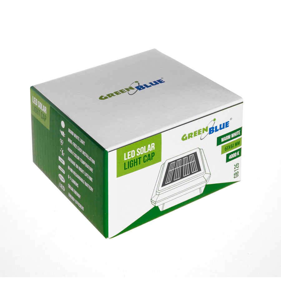 GreenBlue LED-solcellslampa för stolpar, 60x60mm, kuvertskärm, GB126