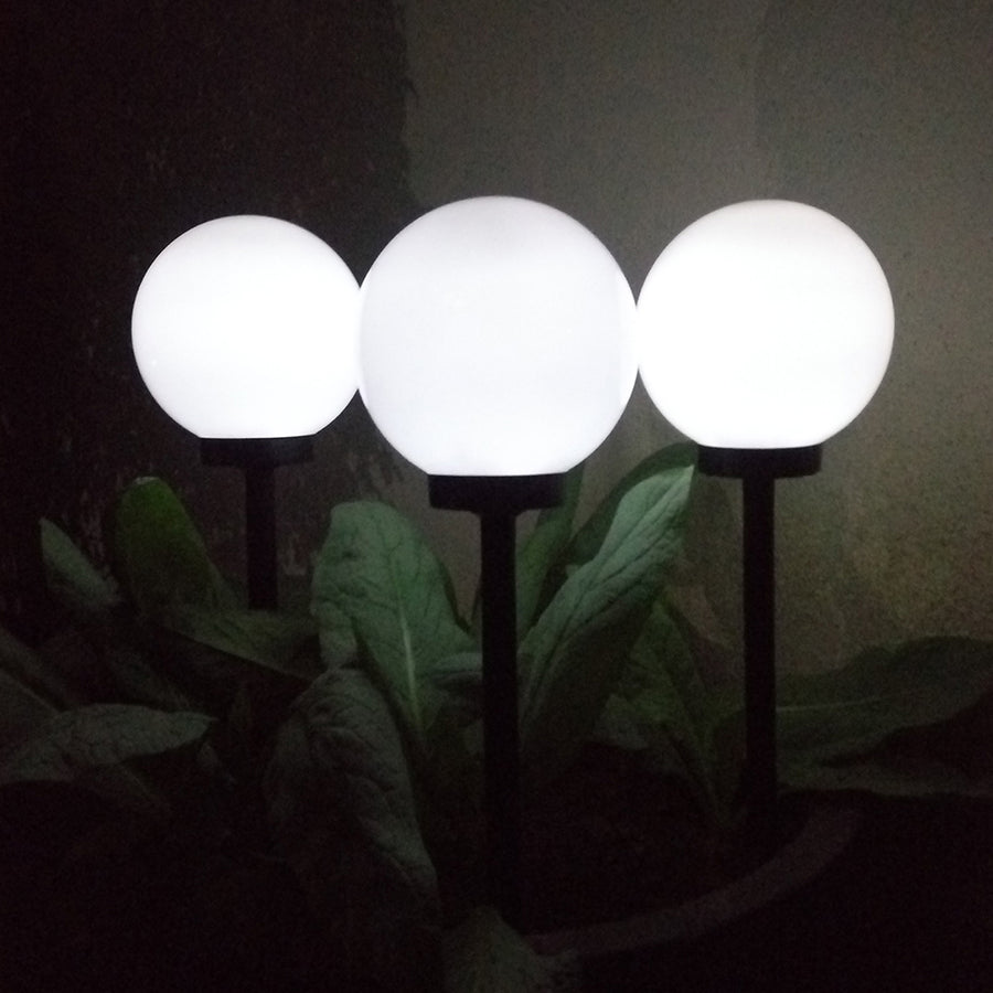 GreenBlue solcellsdriven fristående trädgårdslampa, sfärisk, 20x20x53 cm, vit LED, GB123
