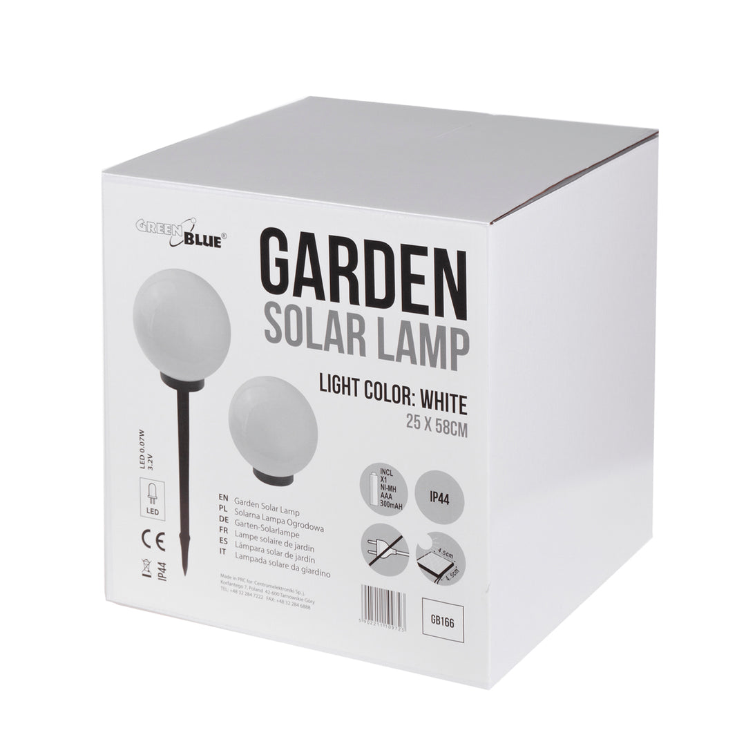 GreenBlue solcellslampa, fristående trädgårdslampa, sfärisk, 25x25x58 cm, vit LED, GB166